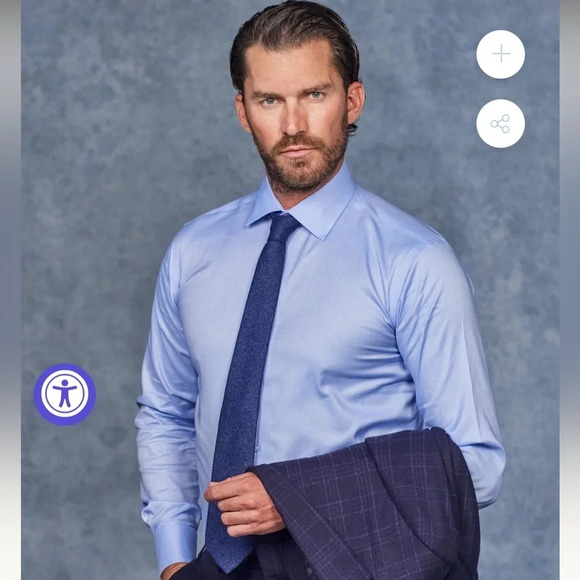 Lorenzo Uomo Blue Gingham The Perfect Fashion Cotton Button Down, Men’s Size 16 - Picture 3 of 7